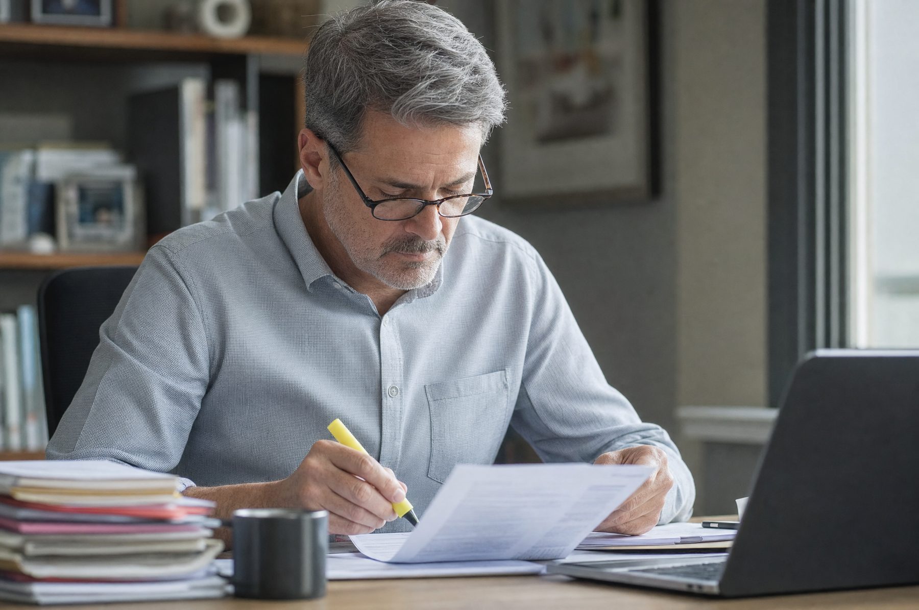 A specialist reviewing claim documents